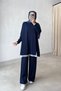 Skirt with Tulle Detail Mercerized Set - Navy Blue