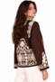 Brown Ethnic Embroidered Tassel Detailed Unlined Cashmere Jacket - 5