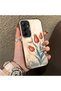Samsung Galaxy A35 Compatible Silicone Edge Hard Back Case Tulip Patterned Couple Phone Case - 3