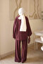 Burgundy Lace Detailed Tunic and Trousers Set - 5