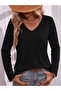 Women's 2-Piece Cotton Lycra Long Sleeve V-Neck T-Shirt Set - 3