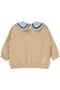 Civil Girls' Ruffled Collar Sweatshirt |   2 Threaded Long Sleeve Baby Collar |   School Nursery and Daily Use - Beige - 2