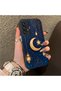 Samsung Galaxy A33 Compatible Silicone Edge Hard Back Case Crescent and Star Pattern Phone Case - 3