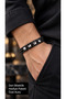 Kerzane Studrhythm Black Leather Men's Bracelet - Cornered Metal Rivet and Beaded Model