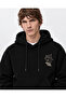 Men's Oversize Hooded Patch Printed Sweatshirt with Inner Piping - 3