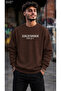 Men's California Malibu Beach Written Minimal Striped Graphic Printed Crew Neck Casual Regular Fit Sweatshirt