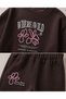 Simit Yaka Embossed Floral Printed Sweatshirt/Embossed Floral Printed Wide Leg Sweatpants 3 Threaded Drawstring Set - 3