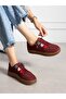 Senna Burgundy Genuine Leather Zippered Women's Shoes - 5