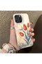 For iPhone 16 Pro Compatible Silicone Edge Hard Back Case Tulip Pattern Couple Phone Case - 3