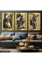 Plant Birds and Flowering Woman Portrait 3 Piece Plexi Mirrored Painting - 4