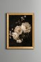 White Peonies on a Black Background - Vintage Patterned Painting - Fine Model