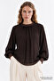Ribbed Lined Crew Neck Regular Blouse