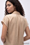 Shirt Collar Low Sleeve Satin Surface Regular Blouse - 6