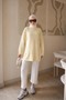 Yellow Cuffed Sleeve and Skirt Tunic with Slits - 3