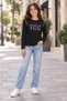 14009-26 Girl's Floral You Printed Pink Ribbed Thin Seasonal Combed Cotton Long Sleeve Sweatshirt 9-12 Years