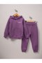 Hooded Kangaroo Pocket Front/Back Printed Sweatshirt/Sweatpants 3-Strap Set - 2