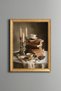 Book and Coffee by Candlelight - Vintage Patterned Painting - Fine Model