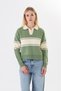 Women's Striped Polo Collar Knit Sweater - 2