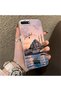 iPhone 8 Plus Compatible Silicone Edge Hard Back Case Istanbul Patterned Couple Phone Case - 3