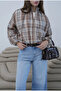 Plaid Bomber Jacket Brown - 7