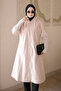 Beige Hooded Angora Cashmere Coat - 2