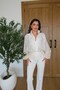 Women's Ecru Embroidered Stand Collar Jacket with Adjustable Waist Detail and Stone Embroidery - 5