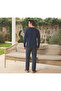 Men's Combed Cotton Fabric Buttoned Collar Dark Navy Blue Pajama Set - 3