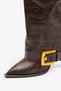 Women's Pointed Toe Thin Heeled Boots Urimas Brown Sequin Texture - 6