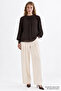 Ribbed Lined Crew Neck Regular Blouse - 4