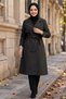 Belted Double-Breasted Buttoned Trench Coat Black Hnt2809 - 2