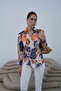 Floral Patterned Satin Shirt Orange - 2