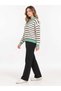 Asez Boutique Collar Buttoned Striped Long Sleeve Regular Fit Knitwear Sweater - 3