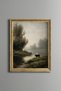 Cow on the Misty Lake Shore - Vintage Patterned Painting - Fine Model