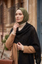 Black Women's Openwork Soft Knitwear Shoulder Shawl Knitted Patterned Shawl 2829 - 3