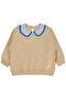 Civil Girls' Ruffled Collar Sweatshirt |   2 Threaded Long Sleeve Baby Collar |   School Nursery and Daily Use - Beige