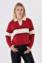 Women's Striped Polo Collar Knit Sweater - 3