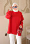 Red Modal Tunic with Side Tie - 4