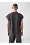 Vizyon New Season Anthracite Relax Fit Crew Neck Printed Men's Sleeveless T-Shirt - 4
