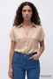 Shirt Collar Low Sleeve Satin Surface Regular Blouse - 4
