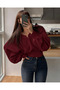 Women's V Detailed Wide Collar Balloon Sleeve Sweatshirt - 3