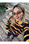 Yellow Striped Buttoned Shirt Collar Women's Knitwear Sweater Tuma2280 - 3