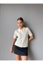 Polo Collar Lace Detailed Buttoned Front Knitwear Blouse - 3