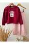 Girl's Cherry Printed Checkerboard Pattern Pants Set - 2