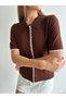 Polo Collar Lace Detailed Buttoned Front Knitwear Blouse - 6