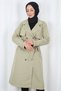 Belted Double-Breasted Buttoned Trench Coat Khaki Hnt2809 - 2