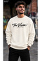 Men's the Vision Est 1997 Calligraphy Printed Crew Neck Casual Regular Fit Sweatshirt