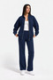 2 Thread Fabric Zippered Stand Collar Kangaroo Pocket Women's Tracksuit Set