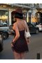 Polka Dot Lined Strappy Drawstring Detail Mini Tulle Dress - 2
