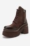 Norton Brown Suede Lace-Up Zippered Women's Platform Heeled Boots - 8
