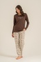 Cotton Modal Soft Textured Long Sleeve Women's Pajama Set with Wide Size Options - 2